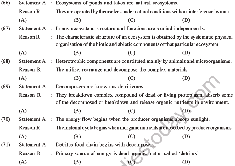 NEET Biology Ecosystem MCQs Set B, Multiple Choice Questions